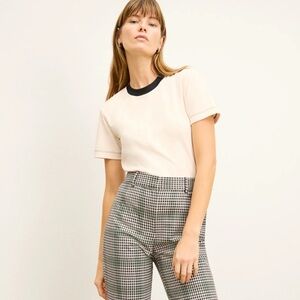 MM LEFLEUR The Leslie Tshirt Contrast Women XL Ivory Black Organic Pima Cotton